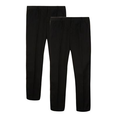 Pack of two boy's black pleat front school trousers